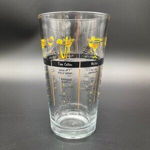 Vintage Cocktail Glass Vintage MCM Mixing Retro Recipes Libbey Orange Yellow